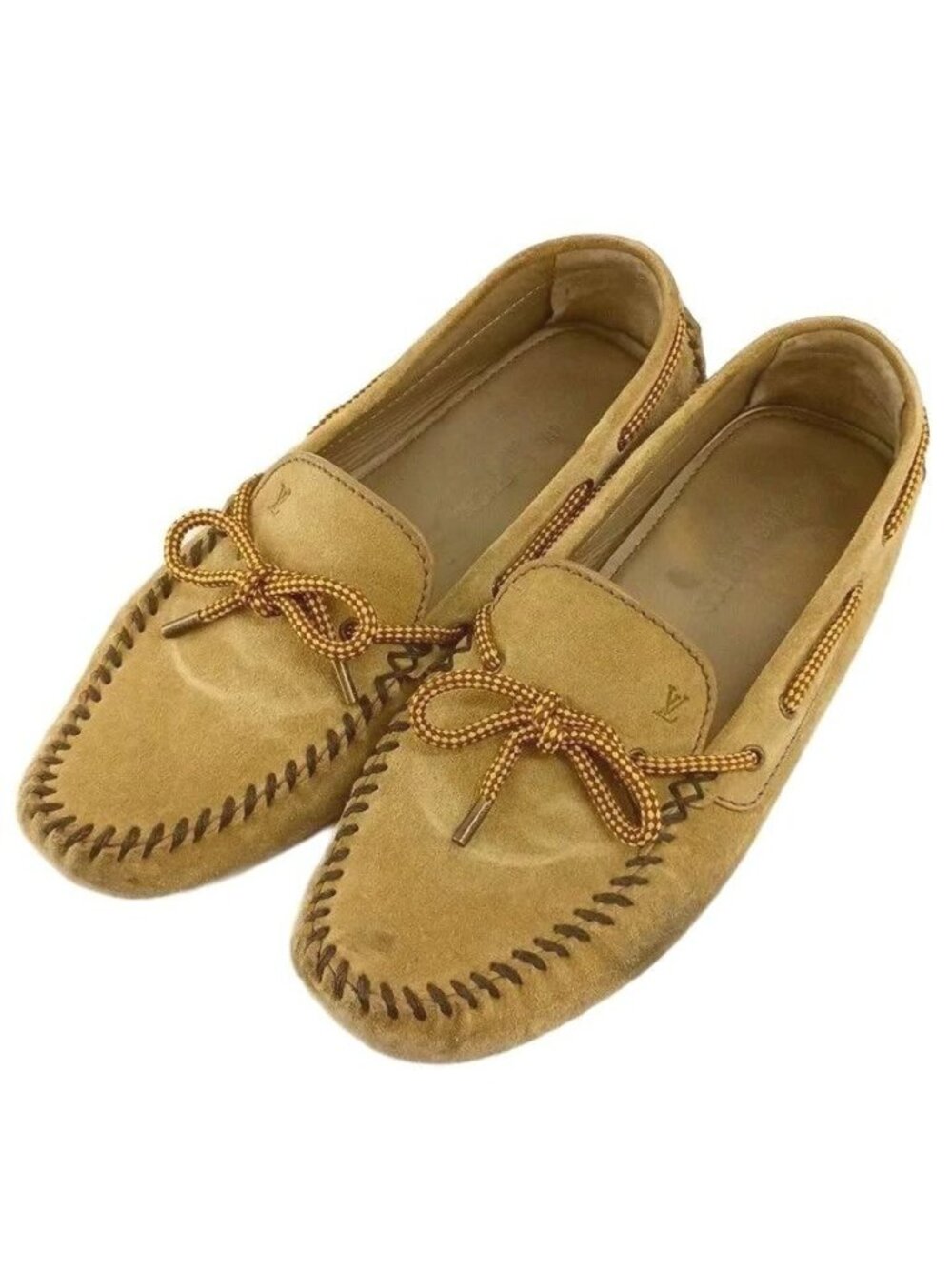 Louis Vuitton Arizona Line Loafers Moccasins Driving Shoes Suede Ribbon Logo